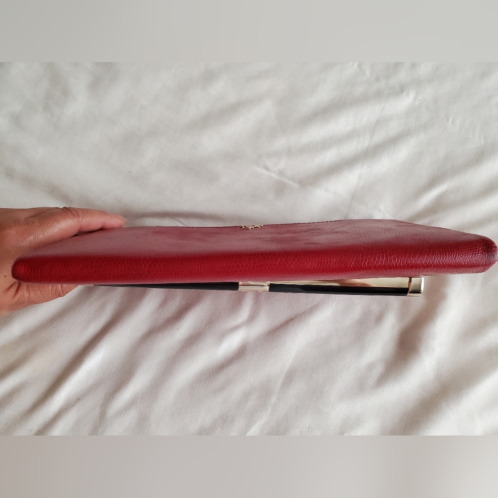 Diane Von Furstenberg Red Lizardskin Leather Envelope Clutch Wallet purse - Picture 13 of 14